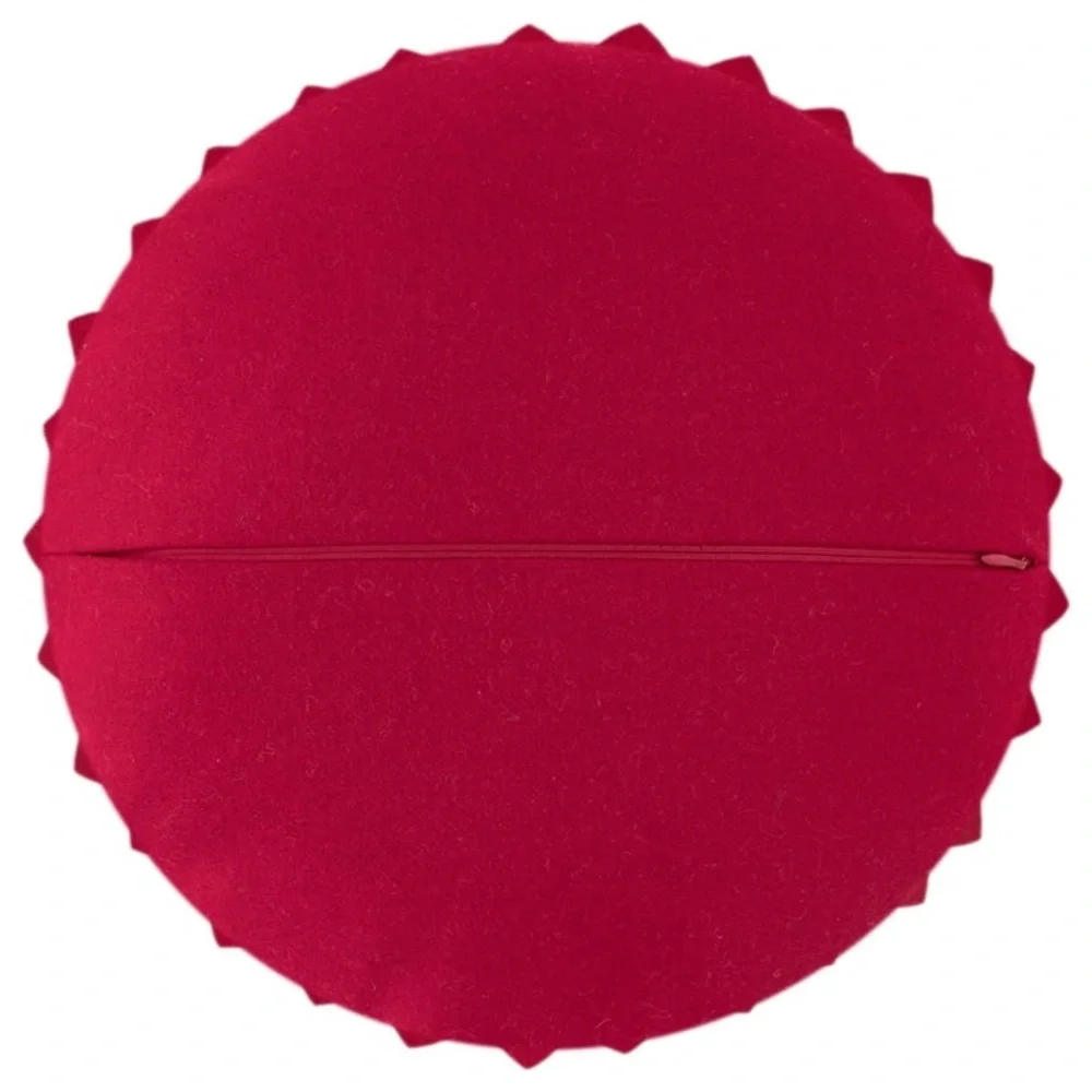Set of 2 Red Wool 3D Floral Sculptural Pillow Covers Rosette valentine’s Decor